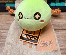 MapleStory Green Slime Plush with Pouch & Tags - Lotte World Korea