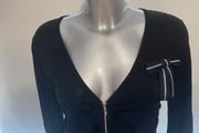 Moschino jeans Donna black zipped cardi with bow size UK12 EU40 Postage included