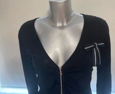 Moschino jeans Donna black zipped cardi with bow size UK12 EU40 Postage included