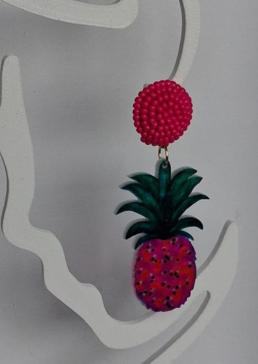 Tropical Hot Pink Seed Bead & Resin Earrings