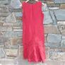 Red dress linen blend flower motifs size 10 Image 2