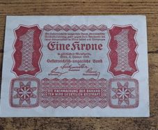 Austria Hungary, 1 Krone banknote, 2 January 1922, circulated - free standard postage