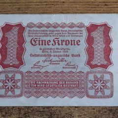 Austria Hungary, 1 Krone banknote, 2 January 1922, circulated - free standard postage