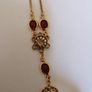 Necklace Gold Tone Wine Cabochon Stones Image 3