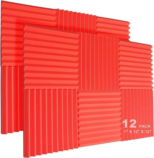 NEW SALE | RED 12 Pack Acoustic Foam Panels, 1" X 12" X 12" Studio Soundproof Wedge-Shaped