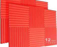 NEW SALE | RED 12 Pack Acoustic Foam Panels, 1" X 12" X 12" Studio Soundproof Wedge-Shaped