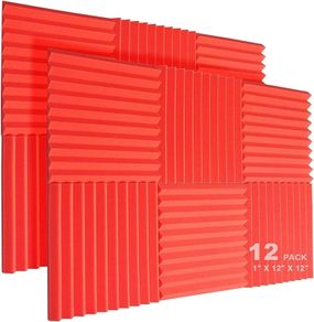 NEW SALE | RED 12 Pack Acoustic Foam Panels, 1" X 12" X 12" Studio Soundproof Wedge-Shaped