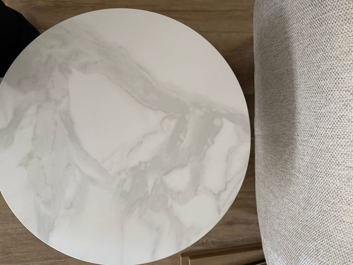 Marble and black end table