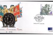 1993 GB QE11 Britannia Coronation Anniversary Crown Philatelic Numismatic Cover (PNC) including GB5 Coin &amp; GB10 Stamp