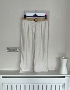 Brand New Ladies Ivory/ Beige Linen Trousers with Belt from Gallery