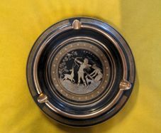 Stamped TAKIS Greece Hand Made Black 24k Gold decor Ashtray