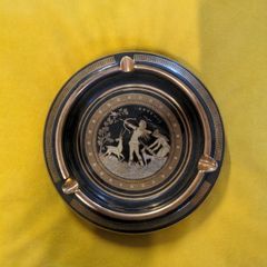 Stamped TAKIS Greece Hand Made Black 24k Gold decor Ashtray