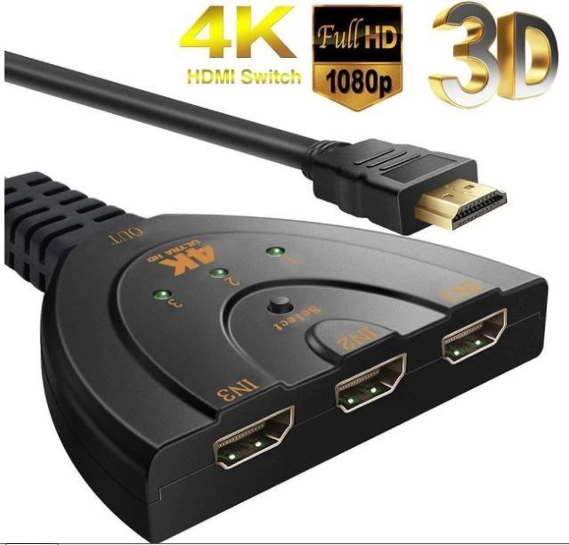 3 Port HDMI Switcher Splitter 3 IN 1 OUT