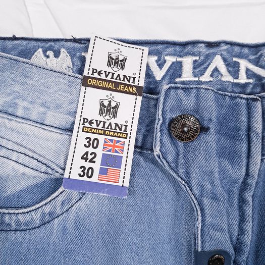 Peviani Blue Light Wash Moto Style Cargo Denim Jeans W30 L33