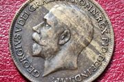 1918 George V Farthing coin Two Tone