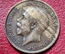 1918 George V Farthing coin Two Tone