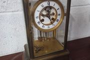 antique brass and glass mantle clock
