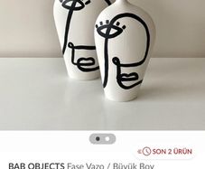 Cream black face print vase art deco abstract