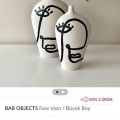 Cream black face print vase art deco abstract