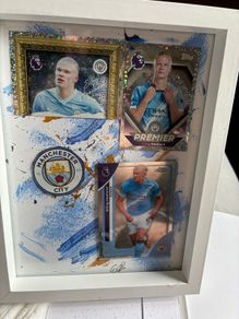 Framed Erling Haaland / Manchester City Custom Display Piece (Topps Cards Crest)