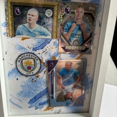 Framed Erling Haaland / Manchester City Custom Display Piece (Topps Cards Crest)