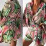 Set of chiffon tied top and shorts tropical pattern Image 4