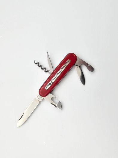 Vintage Elinox Victorinox Discontinued Model with Advertising Metal inlay Collectable Swiss Army Knife 1980s