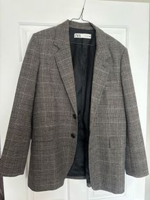 Zara grey check print blazer size M