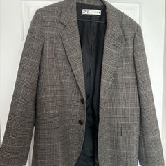 Zara grey check print blazer size M