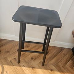 Black Bar stools x 3. black wood. rrp 150 euro each. slight damage on one leg as per image. could be prepared