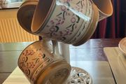 Nicholas Mosse new large lavender mugs land a new cream cast iron mug holder