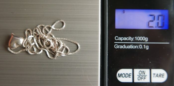 Vintage 925 Sterling Silver heart pendant necklace, length 16" - 2.0g