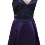 Karen Millen Purple Black Signature Elegant Lace Satin Pleat Skater Dress Image 4