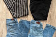 Levis, Hilfiger, River Island jeans, denim, trousers, blue and black