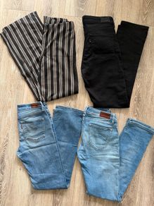 Levis, Hilfiger, River Island jeans, denim, trousers, blue and black
