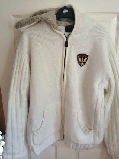 Police white warm hoodie