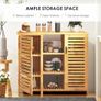 2-in-1 Modular Bamboo Bathroom Storage Cabinet | 3-Tier Open & Enclosed Shelving (2 Doors) Free-Standing Organizer for Bathroom, Kitchen, Living Room (100x33x87cm) Image 4