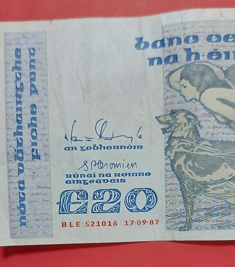 Irish 1987  "YEATS" Twenty pound note in .Fine condition