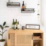 Wall Mounted Wine Shelves Set of 2 Wood Rustic Wine Bottle Glass Floating Racks with Stemware Hanger Image 3