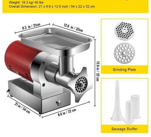 Electric Meat Grinder, 661 Lbs/Hour 1100 W Meat Grinder Machine, 1.5 HP Electric Meat Mincer with 2 Grinding Plates, Sausage Kit Set Meat Grinder Heavy Duty, Home Kitchen & Commercial Use