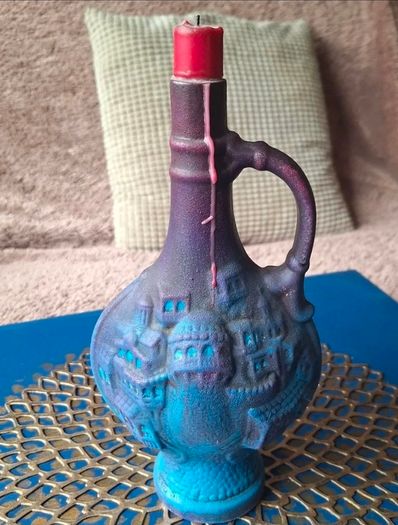 Hand painted Upcycled Wine Bottle Candle