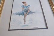 Framed Watercolor Ballerina Signed.