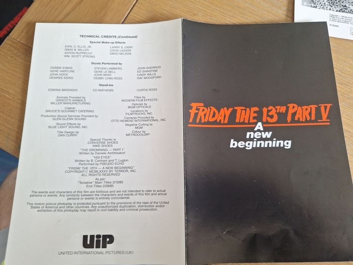 Friday the 13th Part V A New Beginning  Press Kit