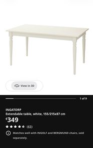 INGATORP Extendable table, white and 6 chairs