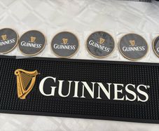 guinness bar runner  and coaster set