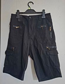 Black Tactical Cargo Shorts with Multiple Zipper Pockets Outdoor Shorts