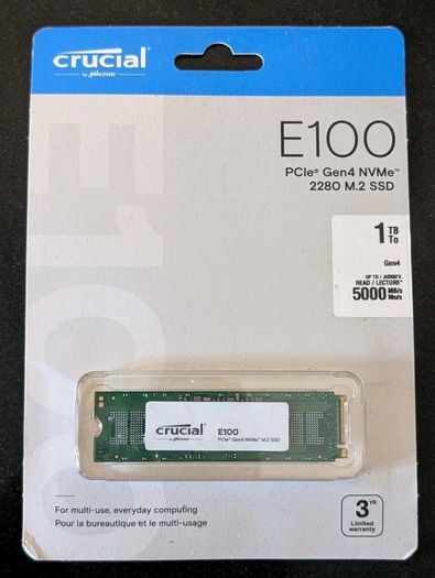 Crucial E100 1tb Nvme Ssd  Pcie Gen4 5000mbs