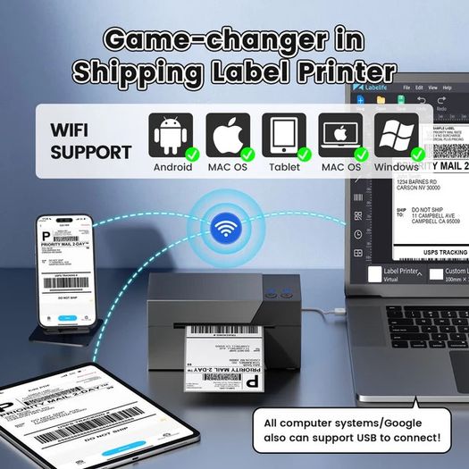 Phomemo PM247-WF Wireless High-Speed Shipping Label Printer
