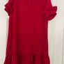 Zara Red Ruffled Mini V-neck Dress - Size S Image 4