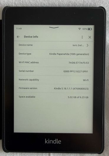 Kindle Paperwhite 10th Generation, Excellent Condition